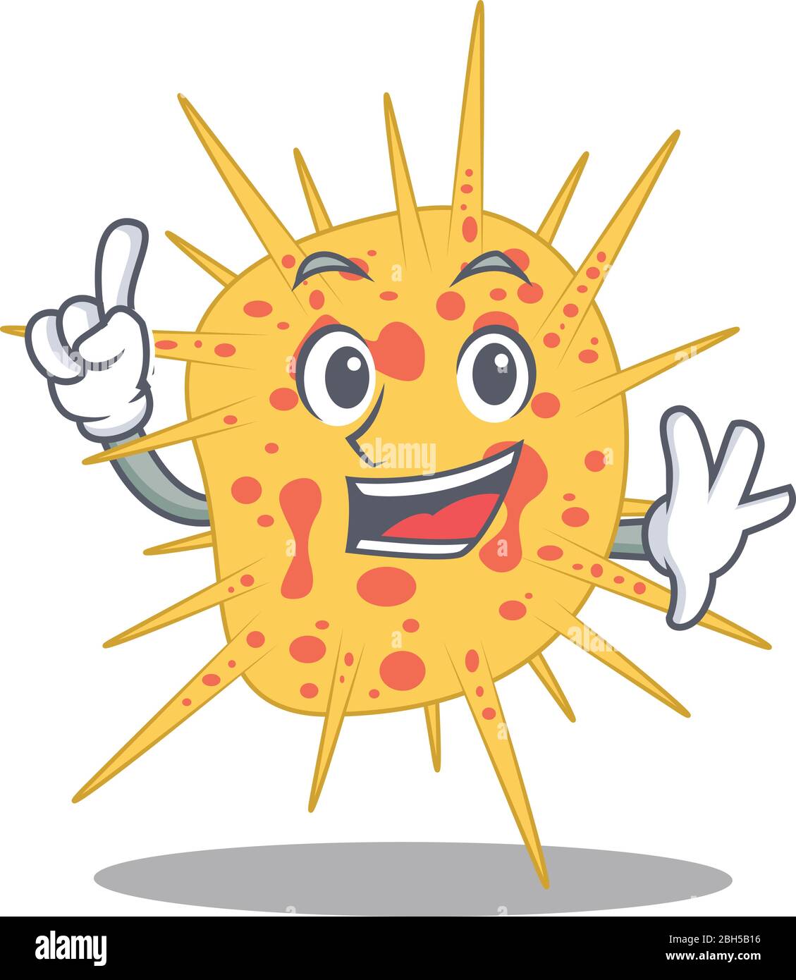 Mycobacterium kansasii mascot character design with one finger gesture Stock Vector