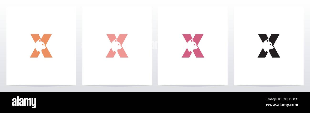 Cat Head Inside Letter Logo Design X Stock Vector