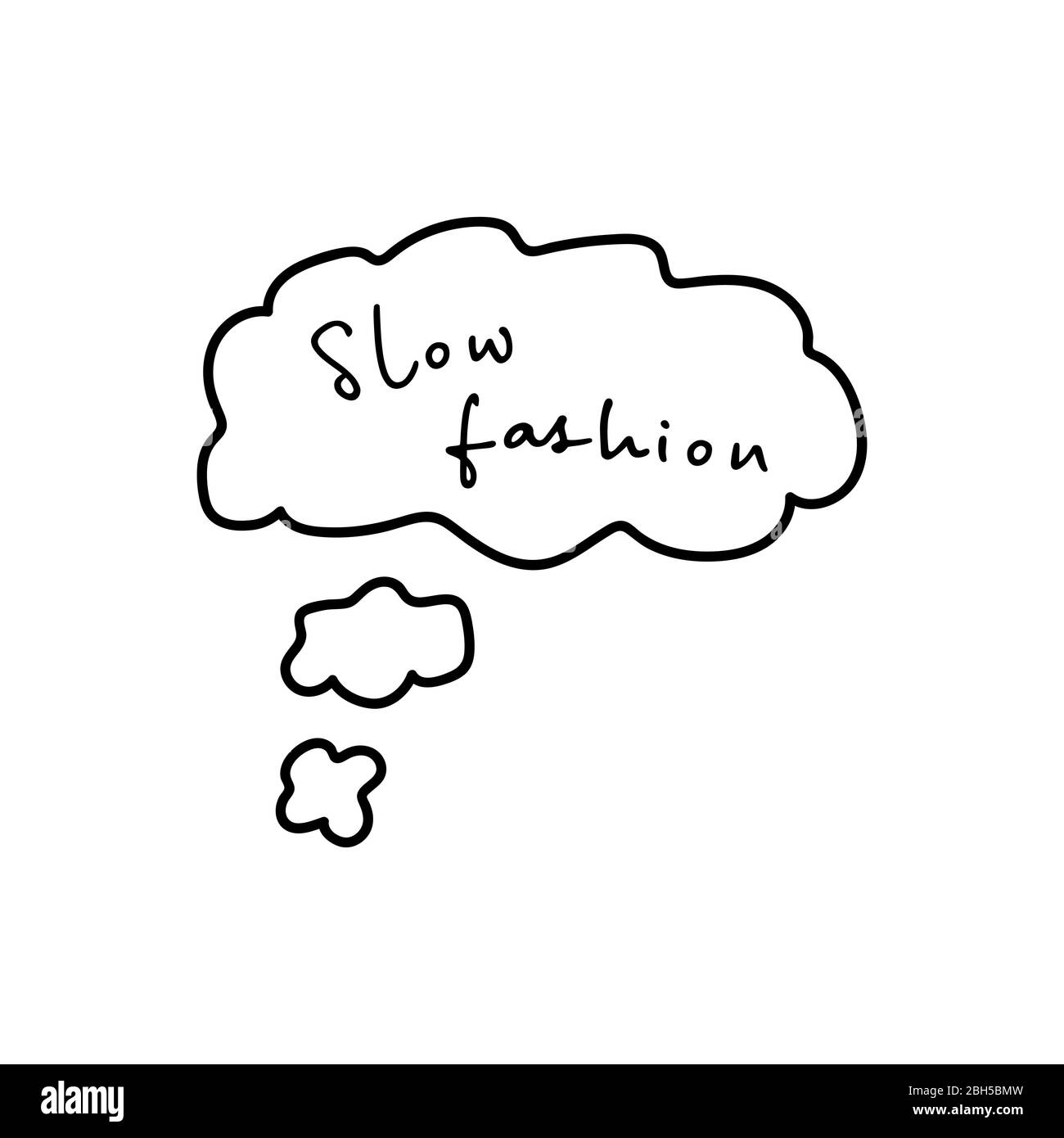 Slow fashion handwritten title in thought cloud. Vector illustration. Stock Vector