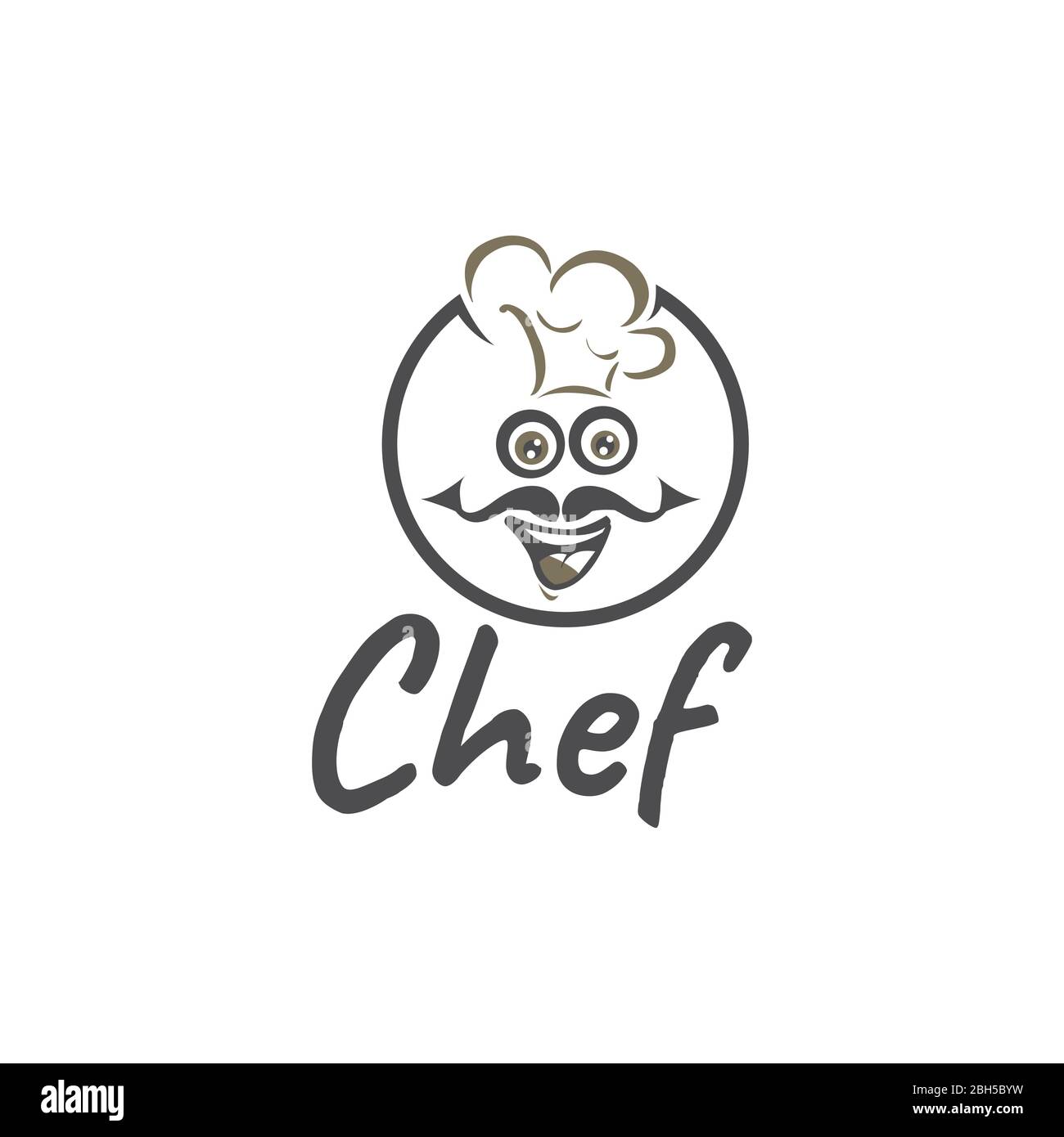 illustration of abstract chef on circle logo design vector modern cartoon style for restaurant / food and drink / card Stock Vector