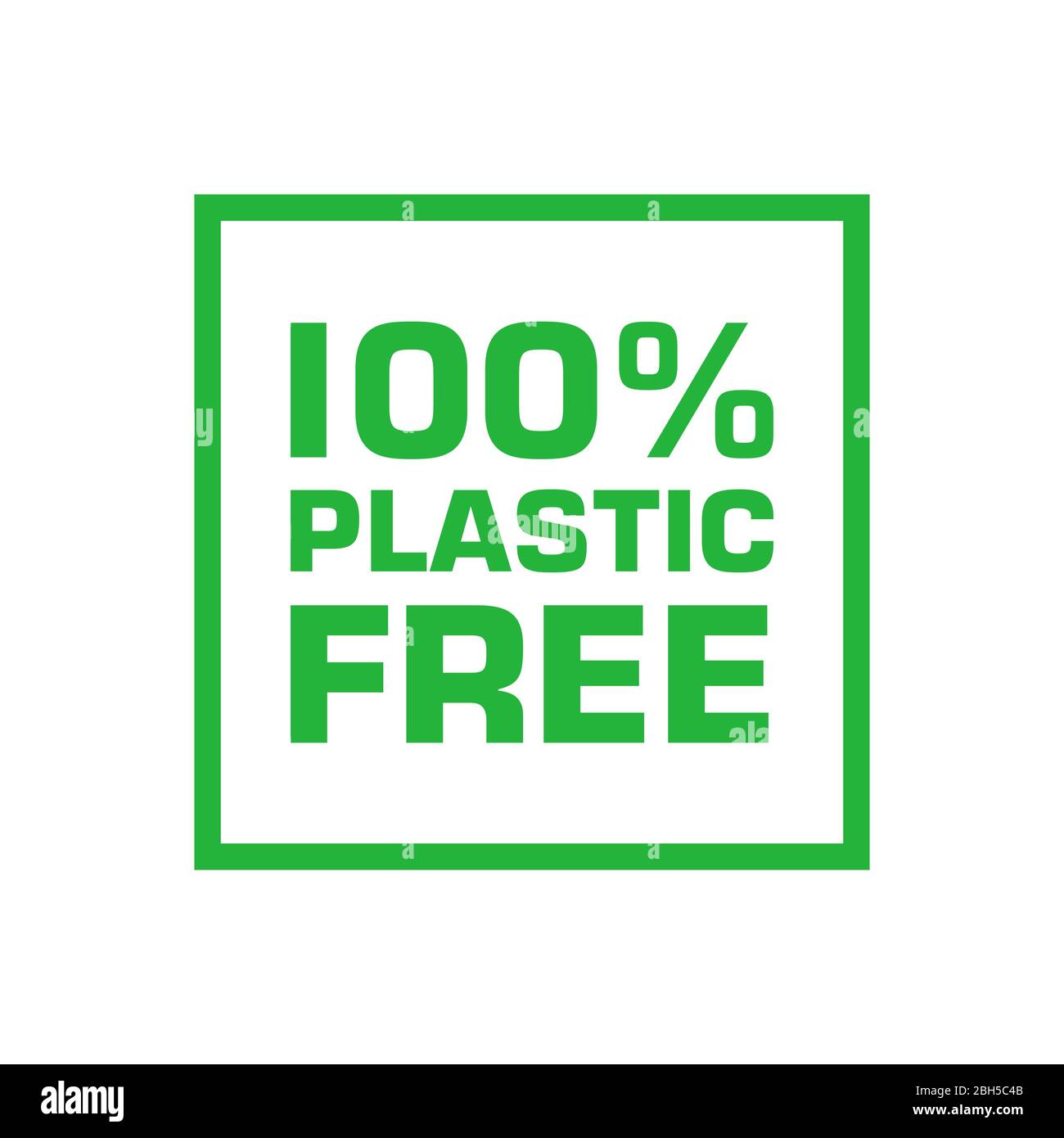 Plastic free 100 percent green title in rectangle shape. Vector illustration. Stock Vector