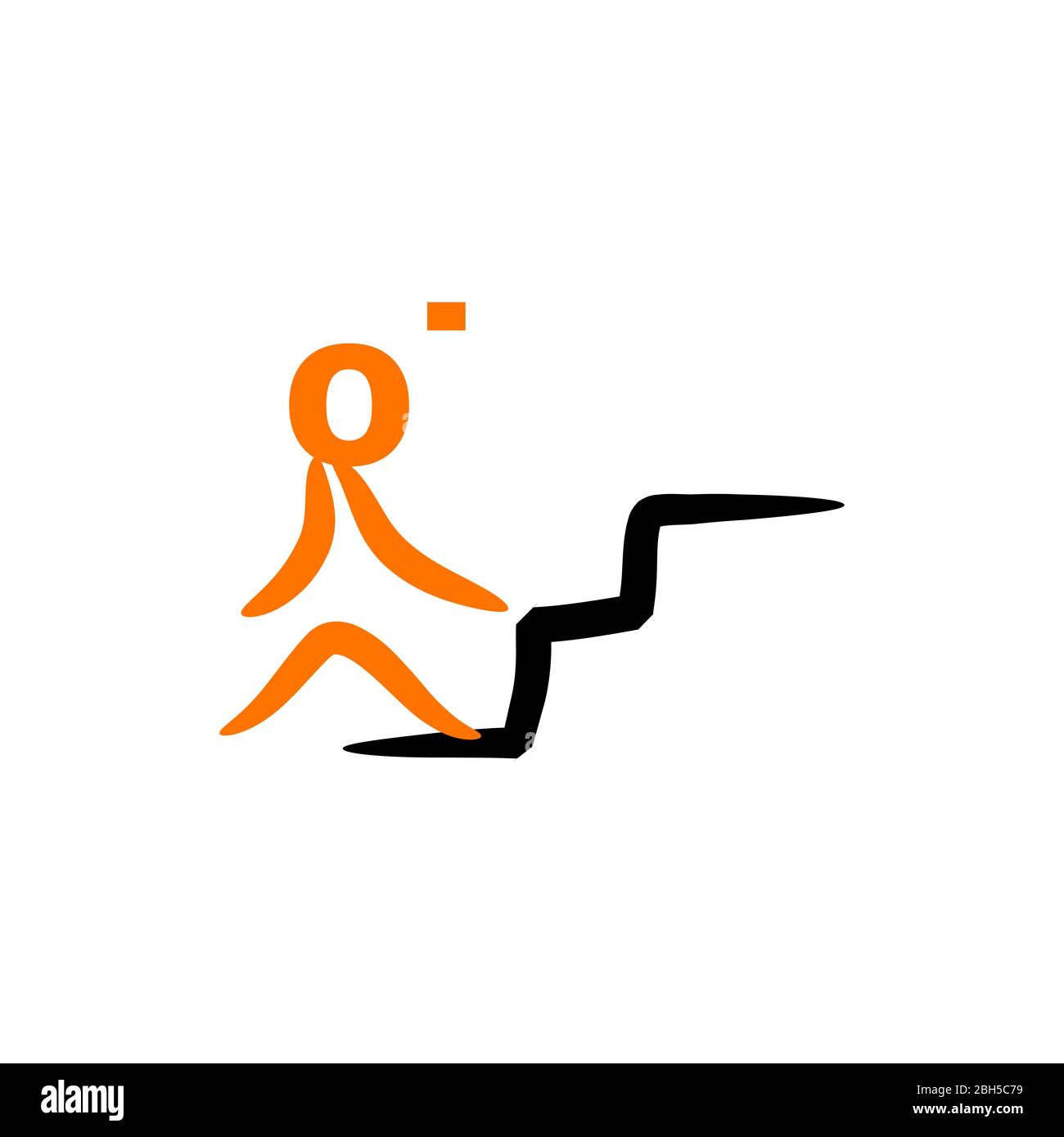 Upstairs icon sign. Walk man in the stairs. Career Symbol. flat design. Vector illustration. Stock Vector