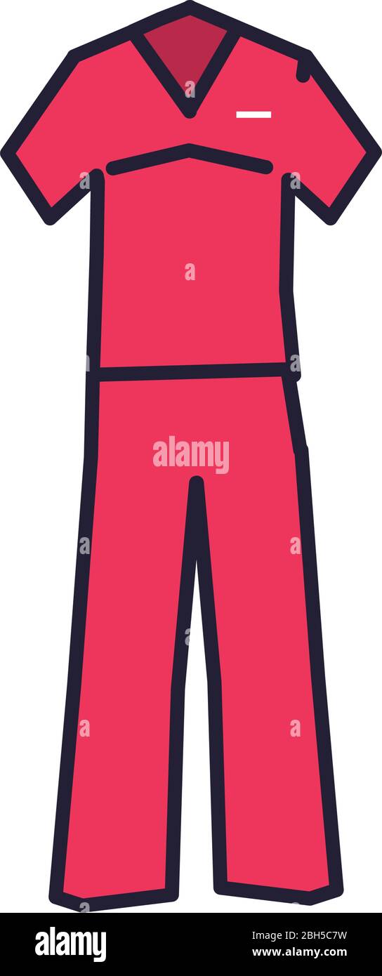 medical uniform, line and fill style icon vector illustration design Stock Vector