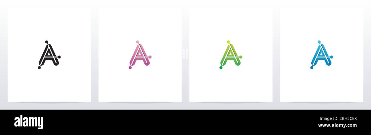 Connecting Dots On Letter Logo Design A Stock Vector