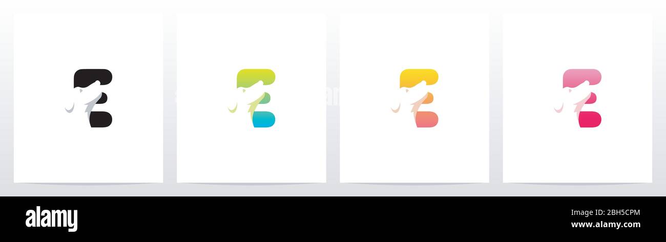 Dog On Letter Logo Design E Stock Vector