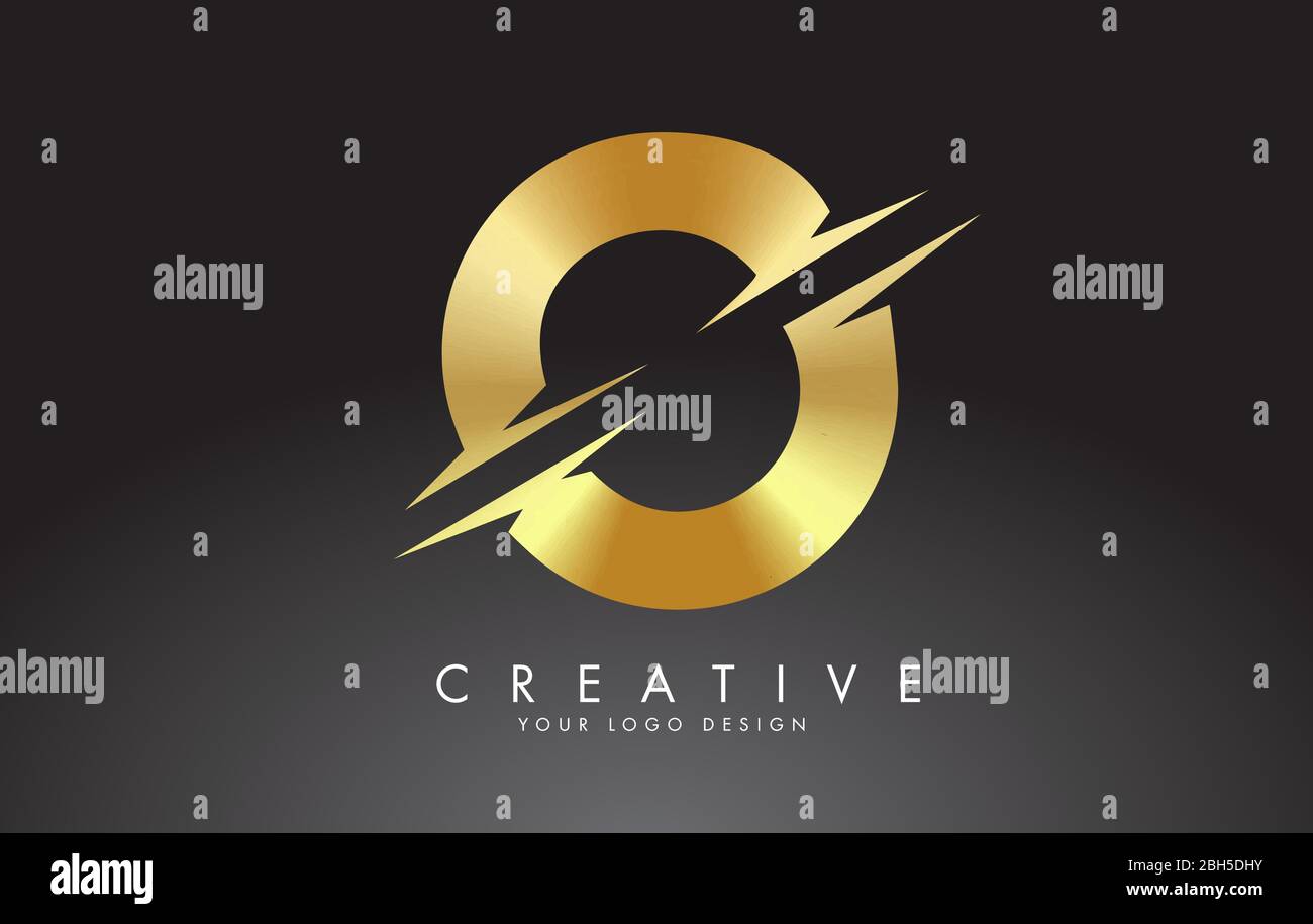 Golden O letter logo design with creative cuts. Creative vector ...