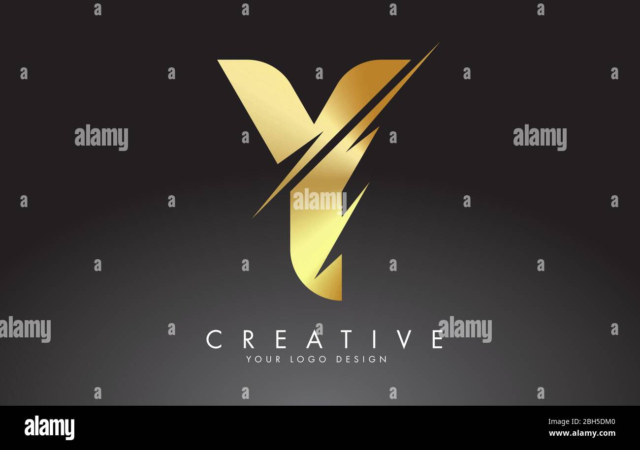 Golden Y letter logo design with creative cuts. Creative vector ...