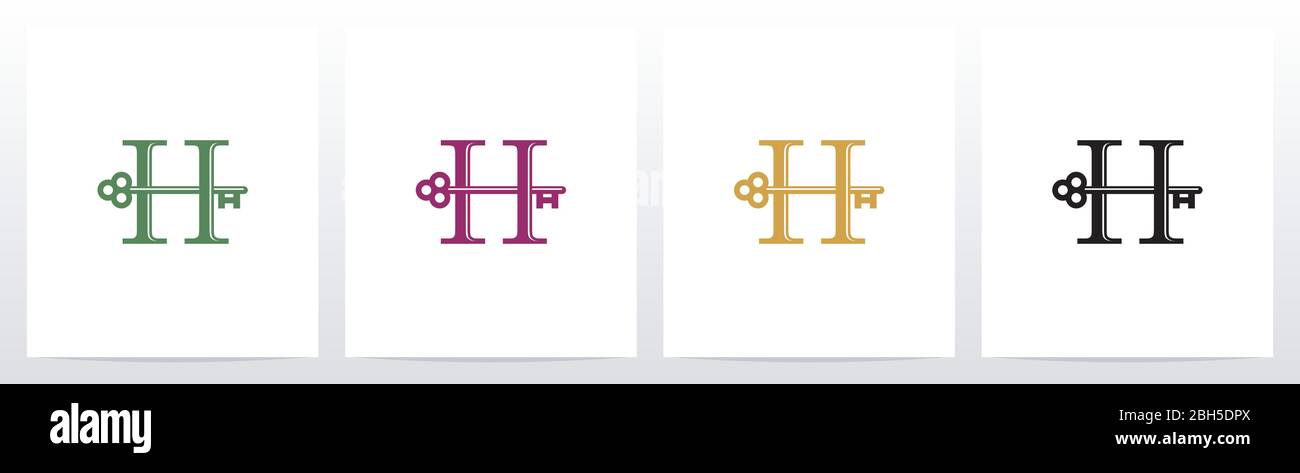 Door Key On Letter Logo Design H Stock Vector