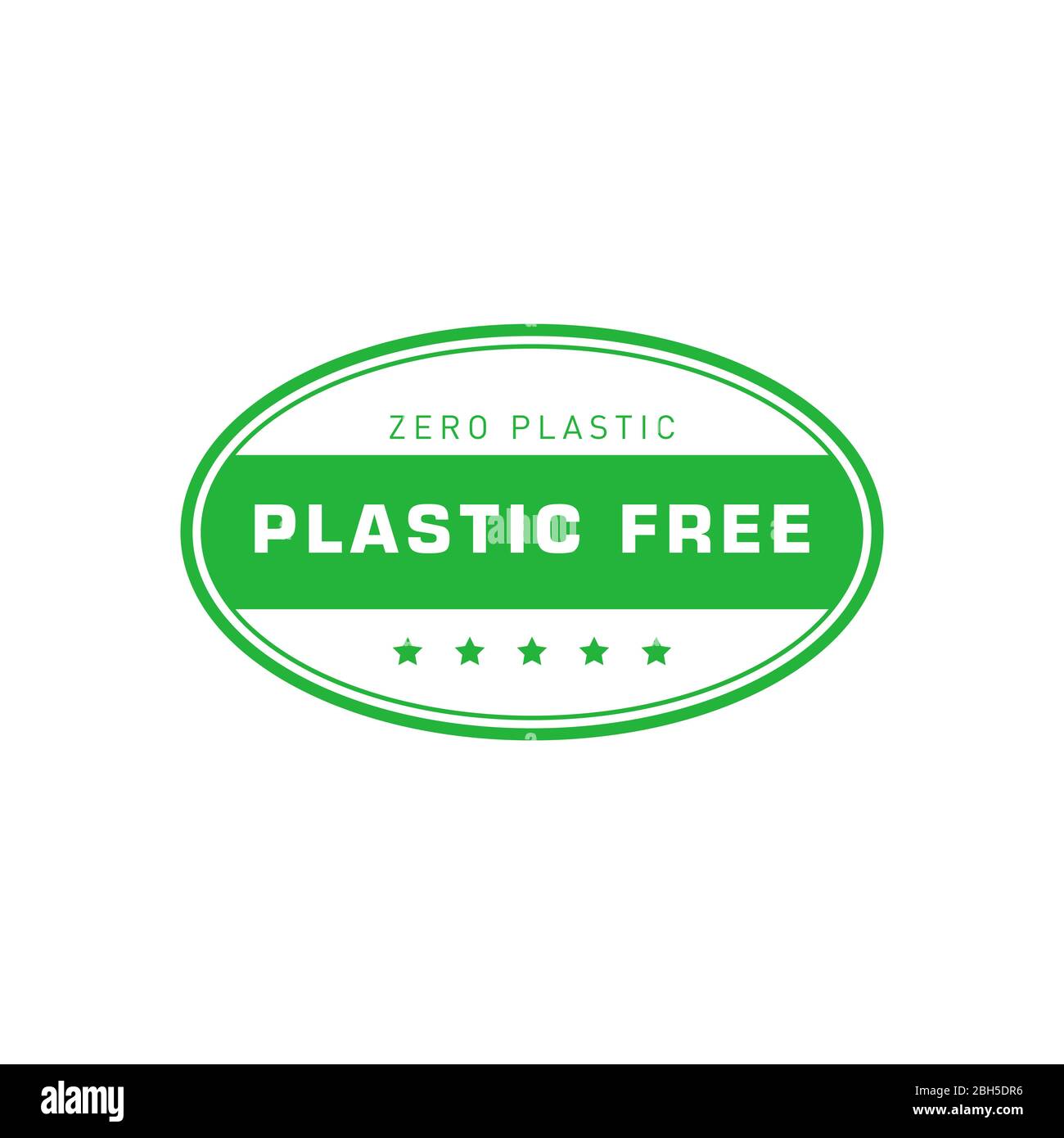 Plastic free green oval sticker. Zero plastic. Eco friendly concept