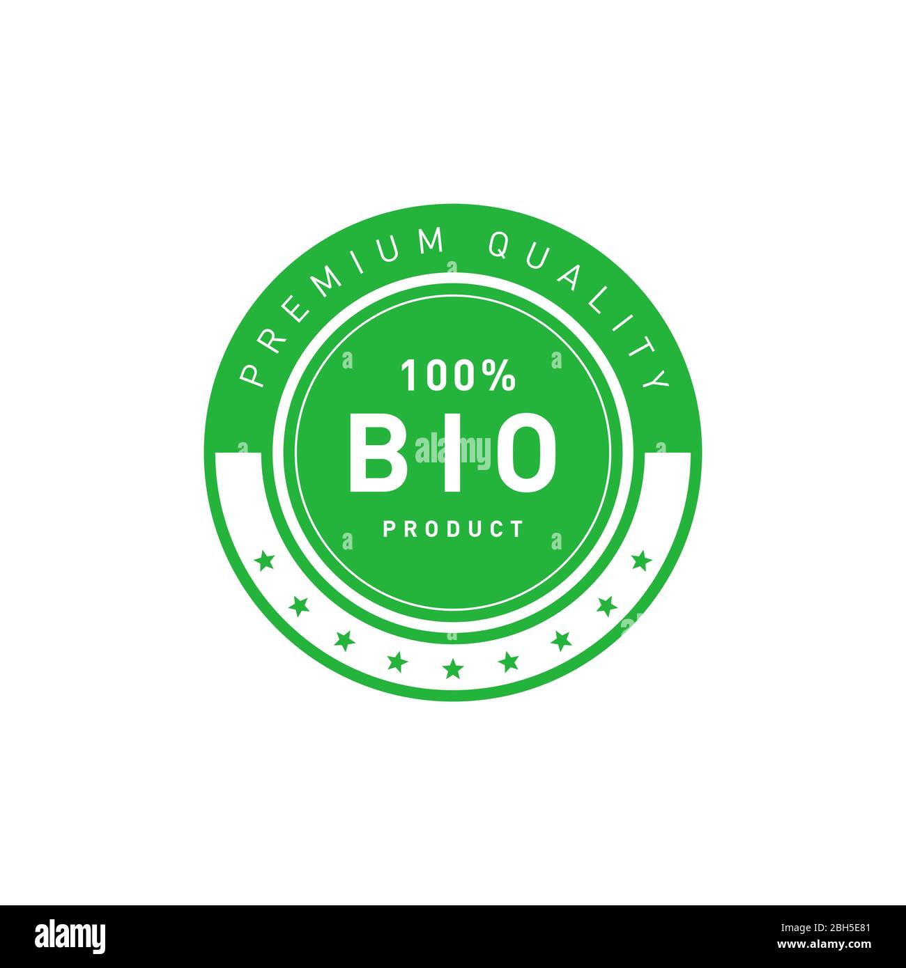 Bio 100 percent product premium quality star sticker. Design element for packaging design and promotional material. Vector illustration. Stock Vector