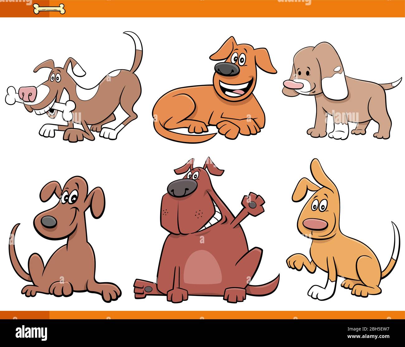 Cartoon Illustration of Cute Dogs and Puppies Comic Animal Characters ...