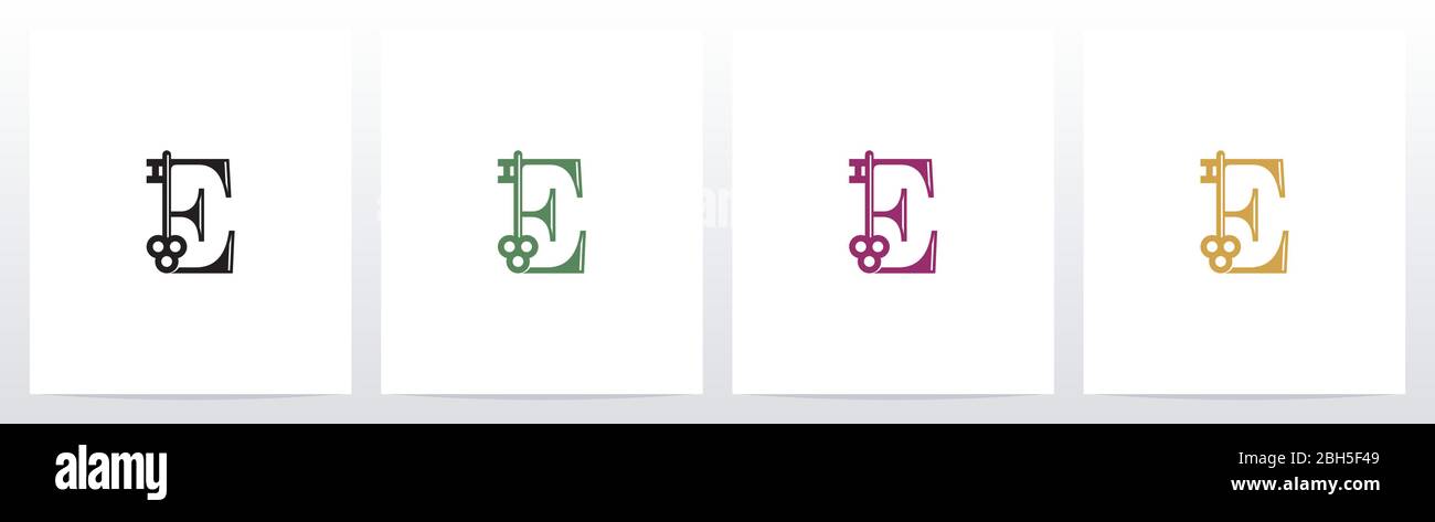 Door Key On Letter Logo Design E Stock Vector