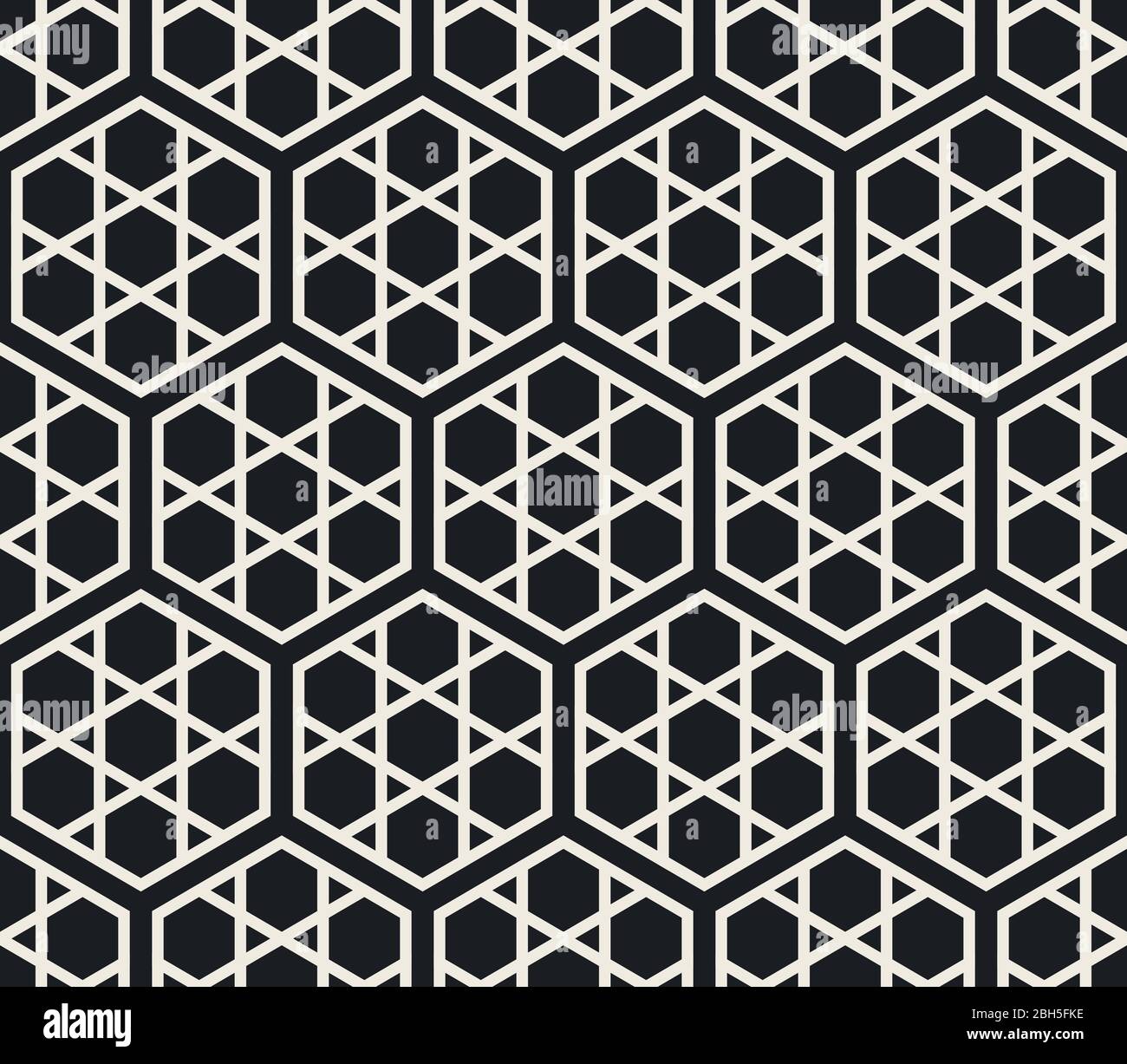 Vector seamless abstract pattern. Modern lattice texture. Repeating geometric tiles with hexagonal elements. Stock Vector