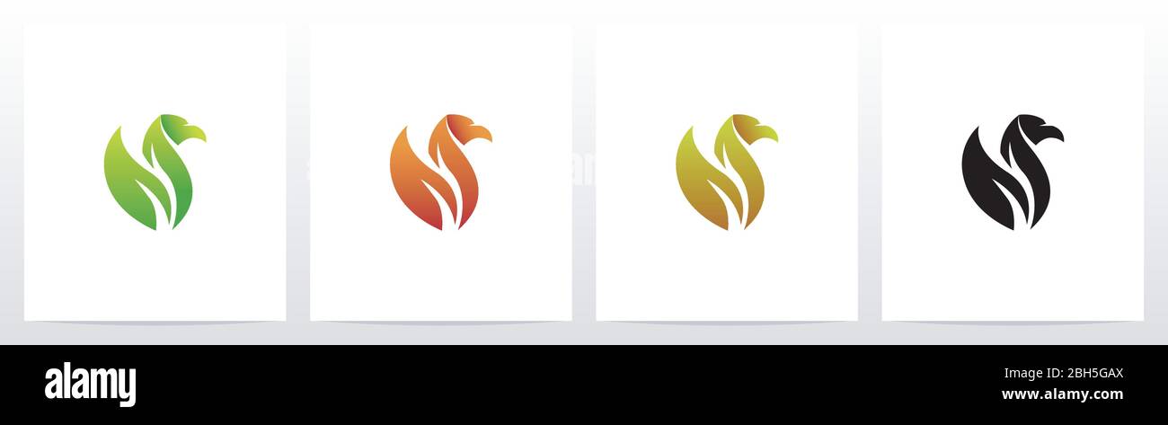 Bird With Leaf Wing Logo Design Stock Vector