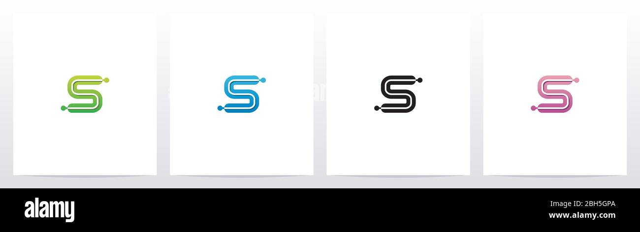 Connecting Dots On Letter Logo Design S Stock Vector