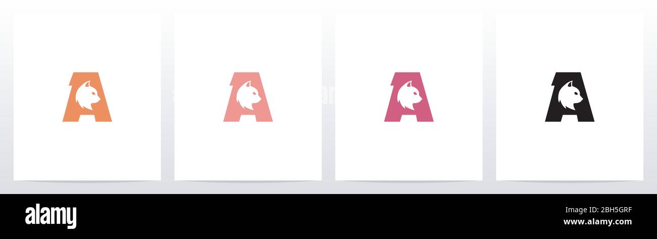 Cat Head Inside Letter Logo Design A Stock Vector