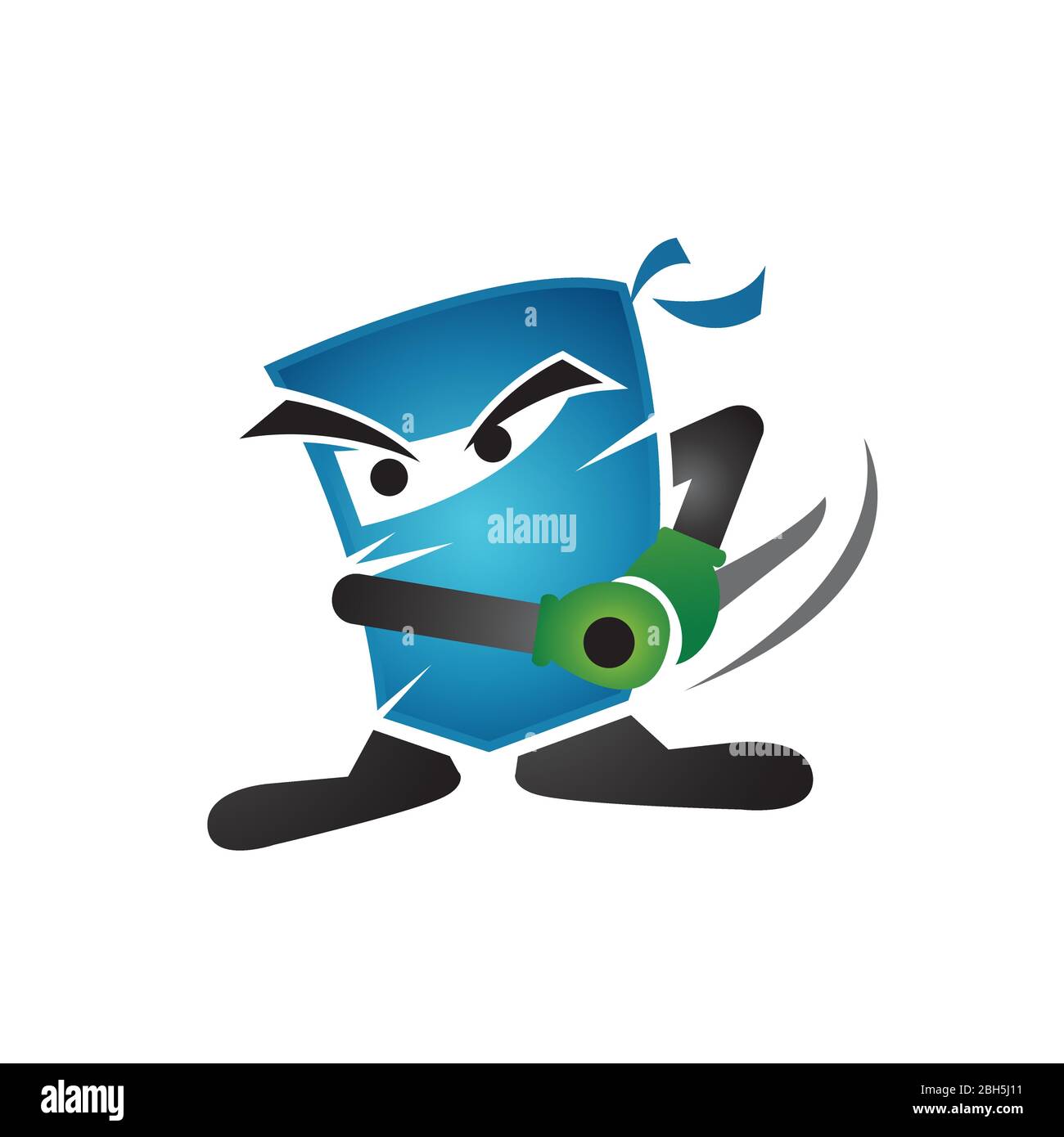 Illustration of square shape cartoon Ninja logo vector sign symbol vector illustration EPS, JPEG Stock Vector