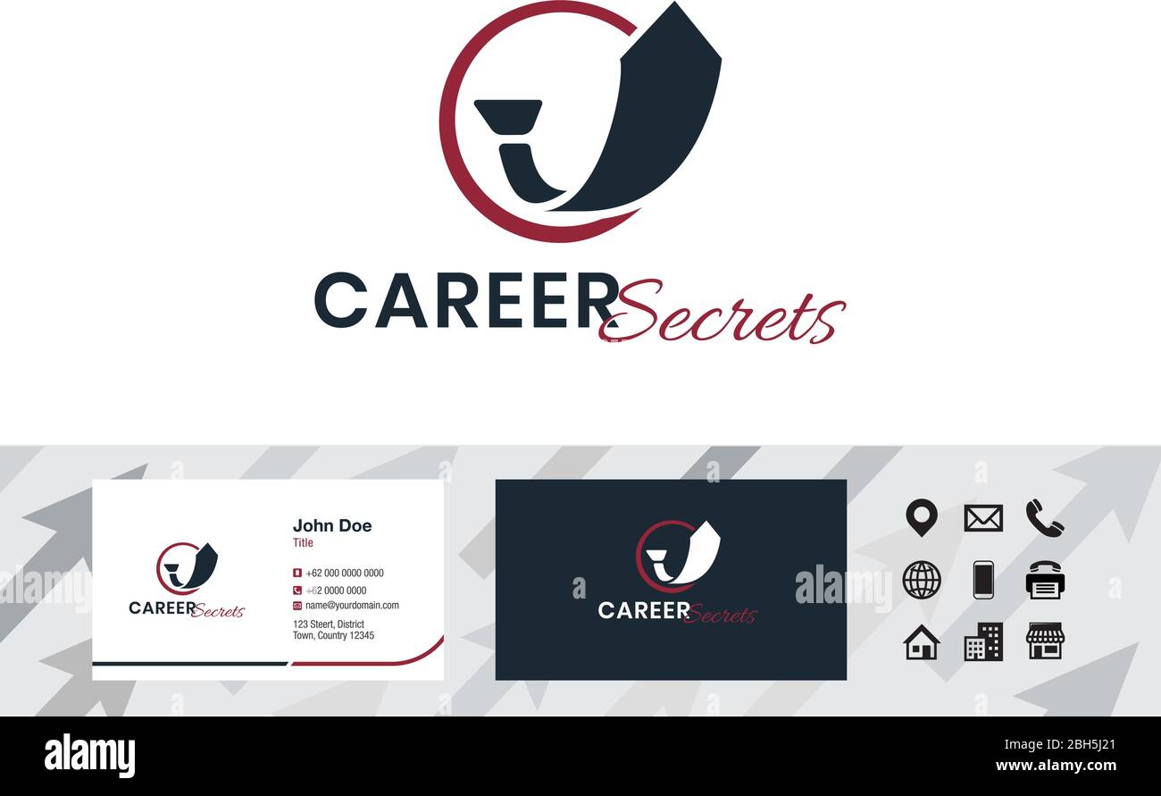 Jobs Career Seekers Finder Employee Logo and Business Cards Design Vector. Recruitment employment hiring interview employee candidate career branding. Stock Vector