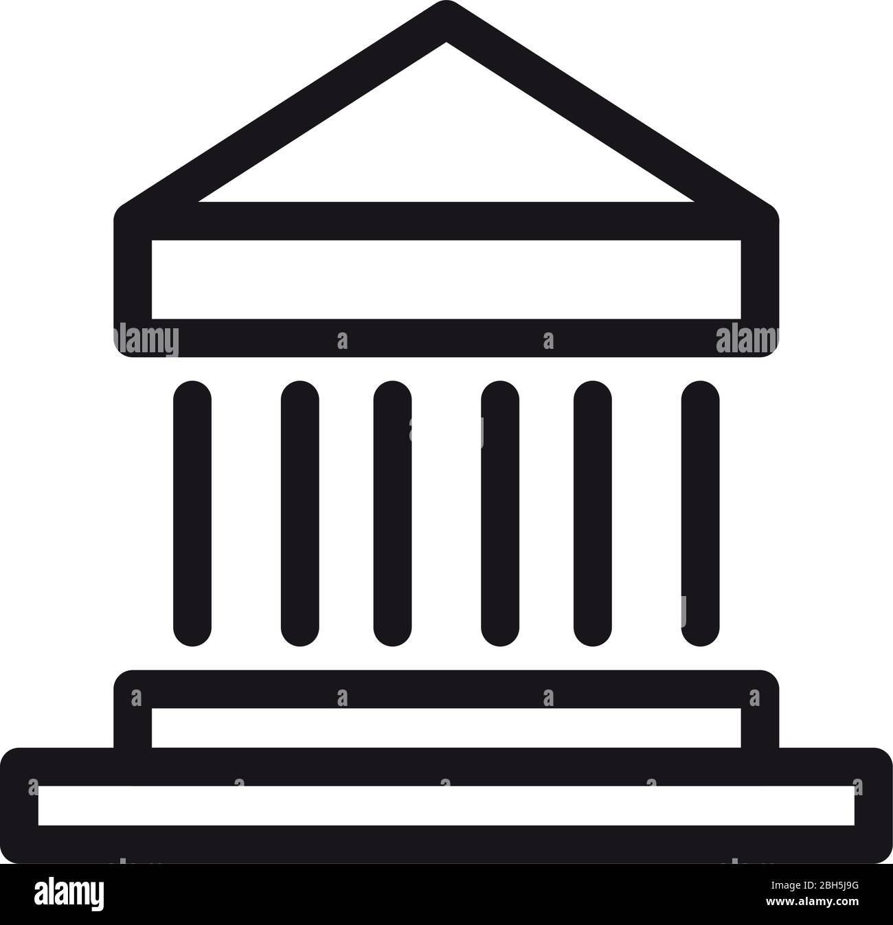 bank building icon over white background, line style, vector ...