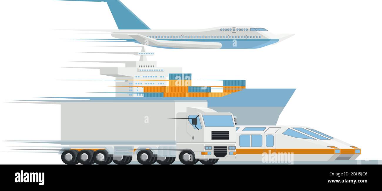 Transport Logistics Distributor Cargo Freight Art Stock Vector