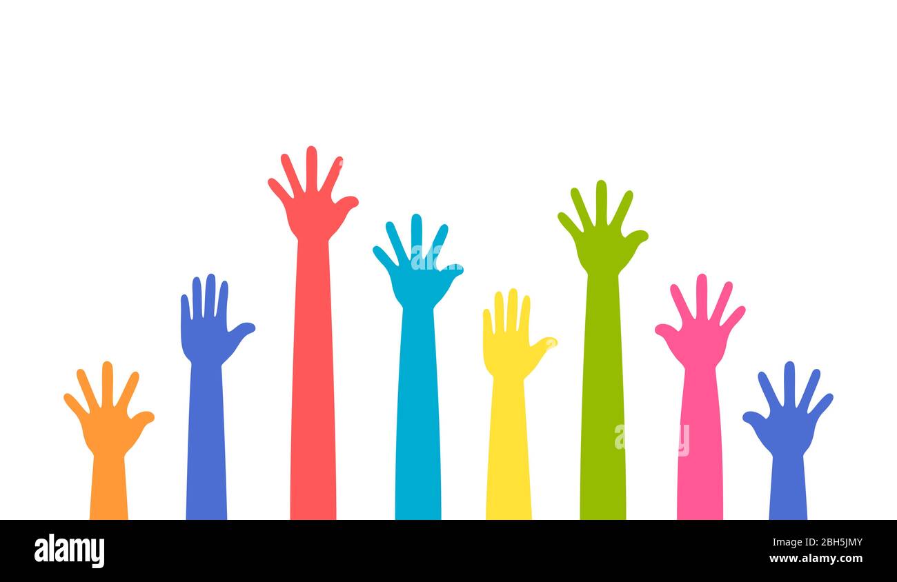Colorful up hands set, vector illustration Stock Vector