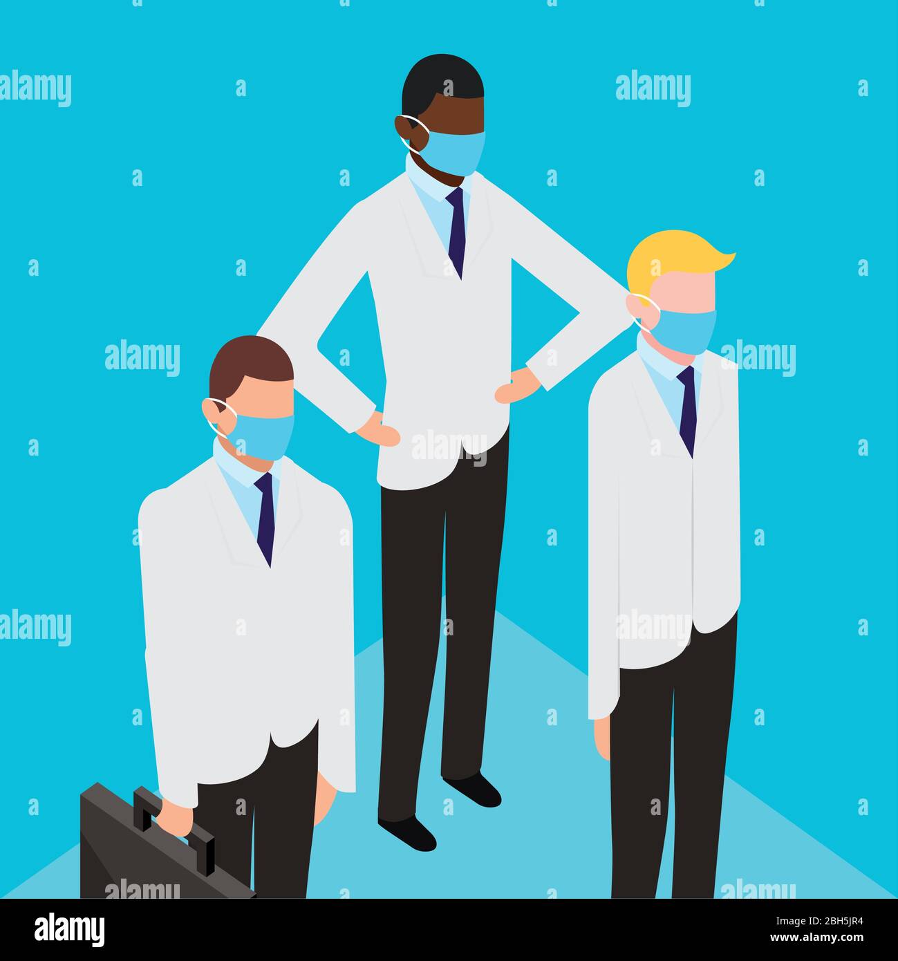 professional doctors using face masks Stock Vector