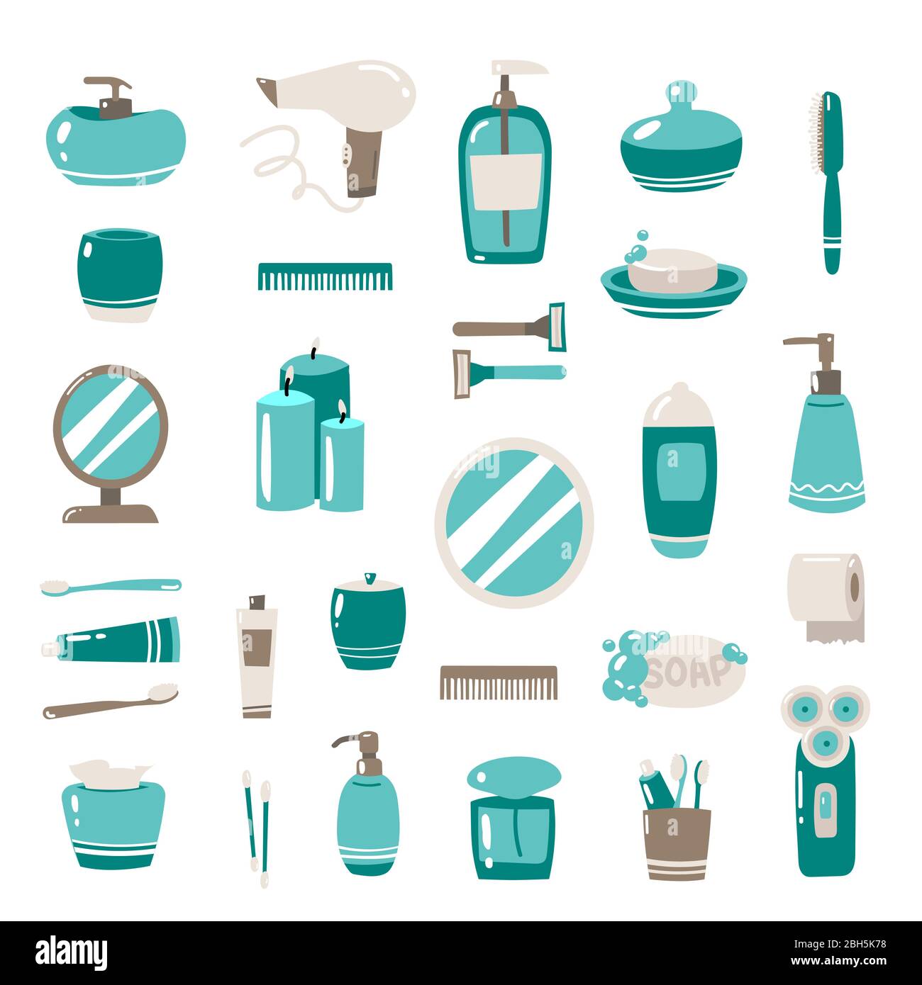 Bathroom accessories. items for washing. Vector illustration on white background Stock Vector