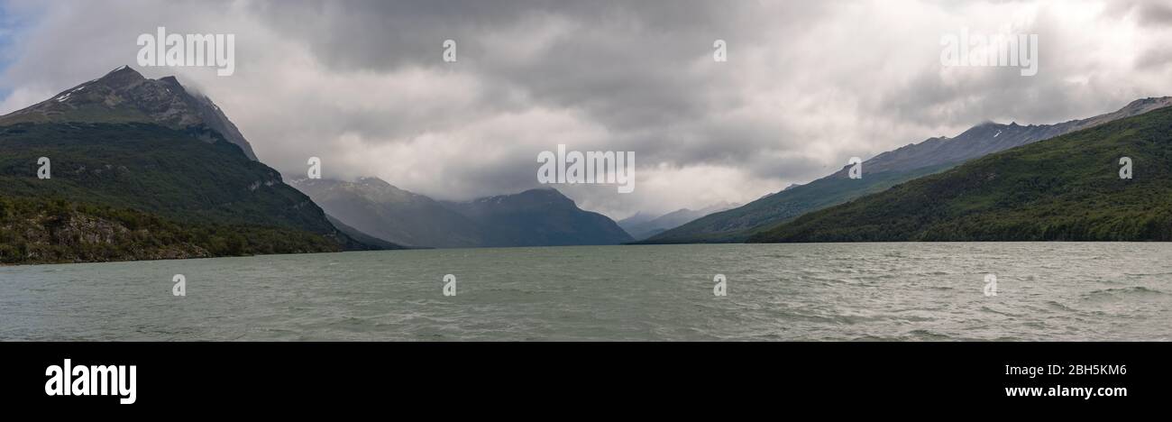 Landscape on the Lapataia river in Tierra del Fuego National Park, Argentina Stock Photo