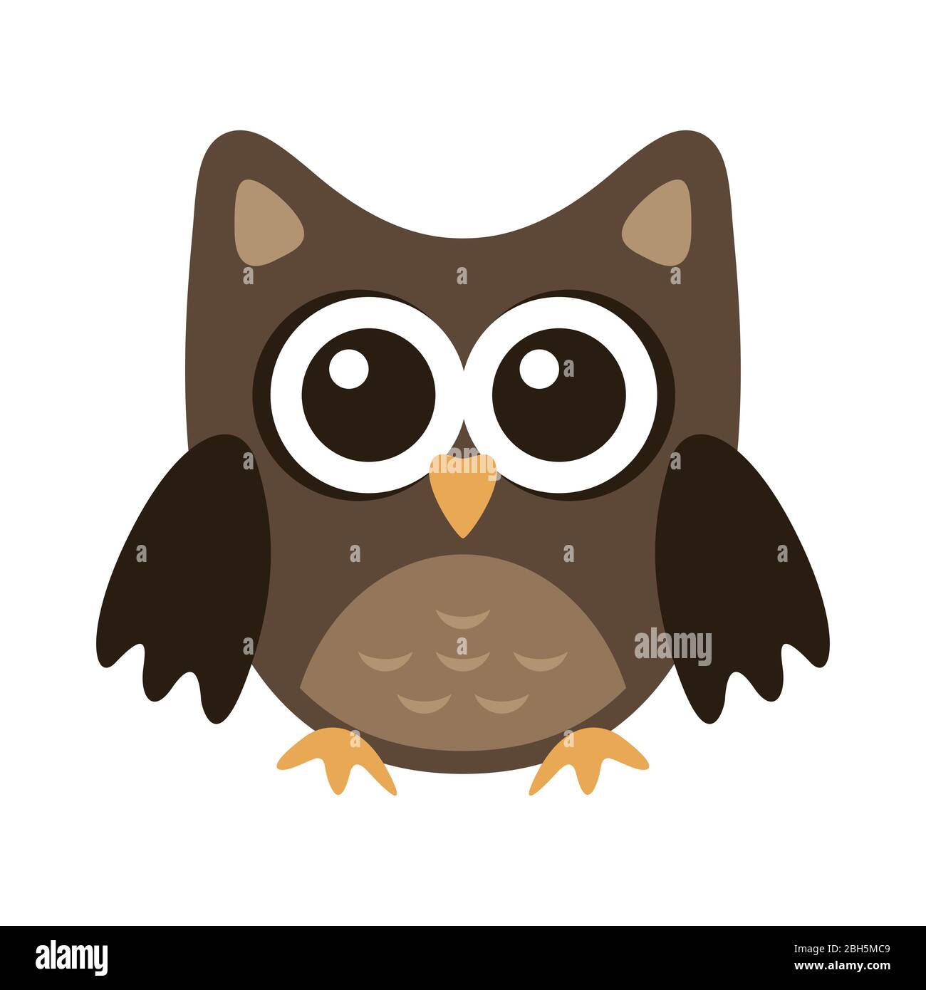 Owl funny stylized icon symbol brown colors Stock Vector