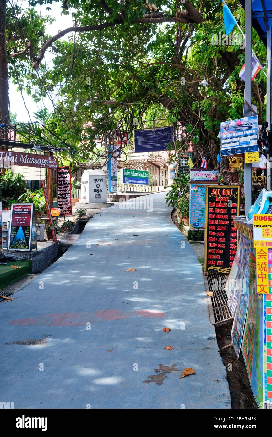 Walking street in the morning, Koh Lipe island, Thailand Stock Photo