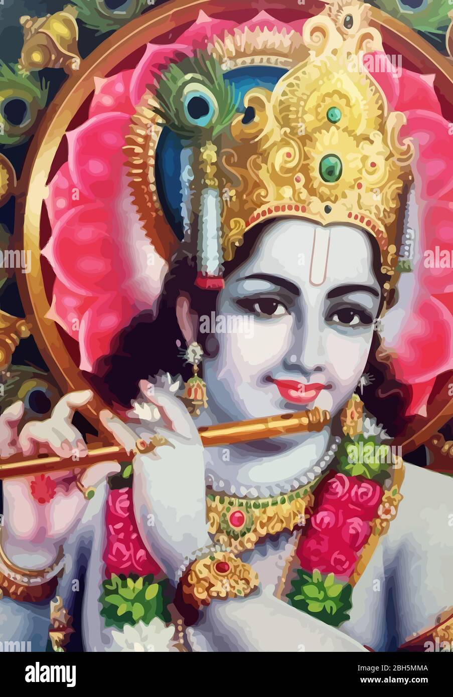 lord Vishnu krishna music flute hinduism illustration Stock Photo Alamy