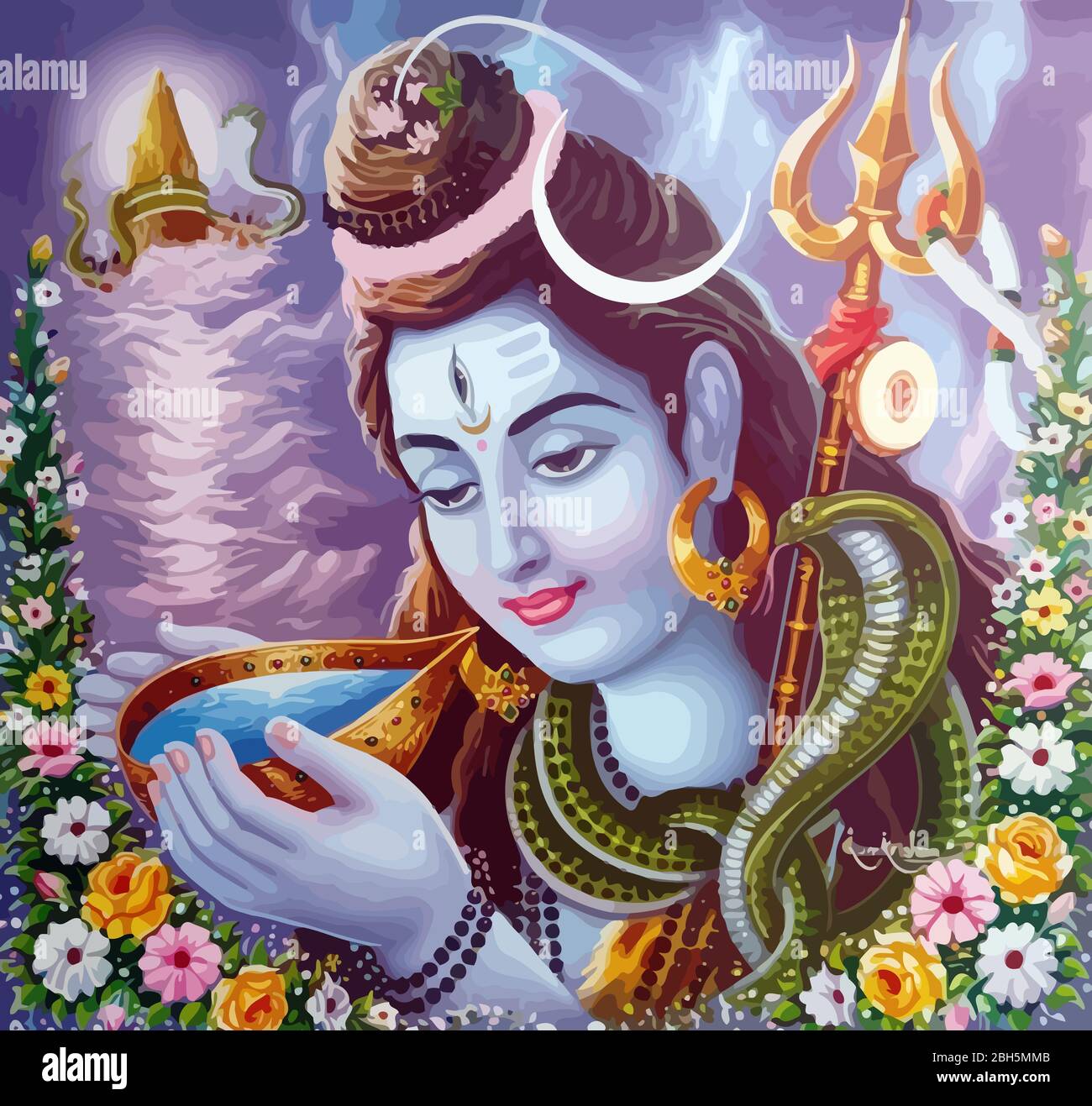 hinduism lord shiva spiritual illustration holy Stock Photo