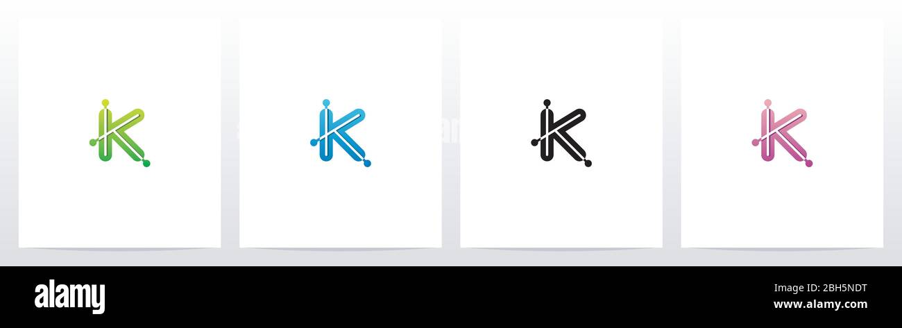 Connecting Dots On Letter Logo Design K Stock Vector