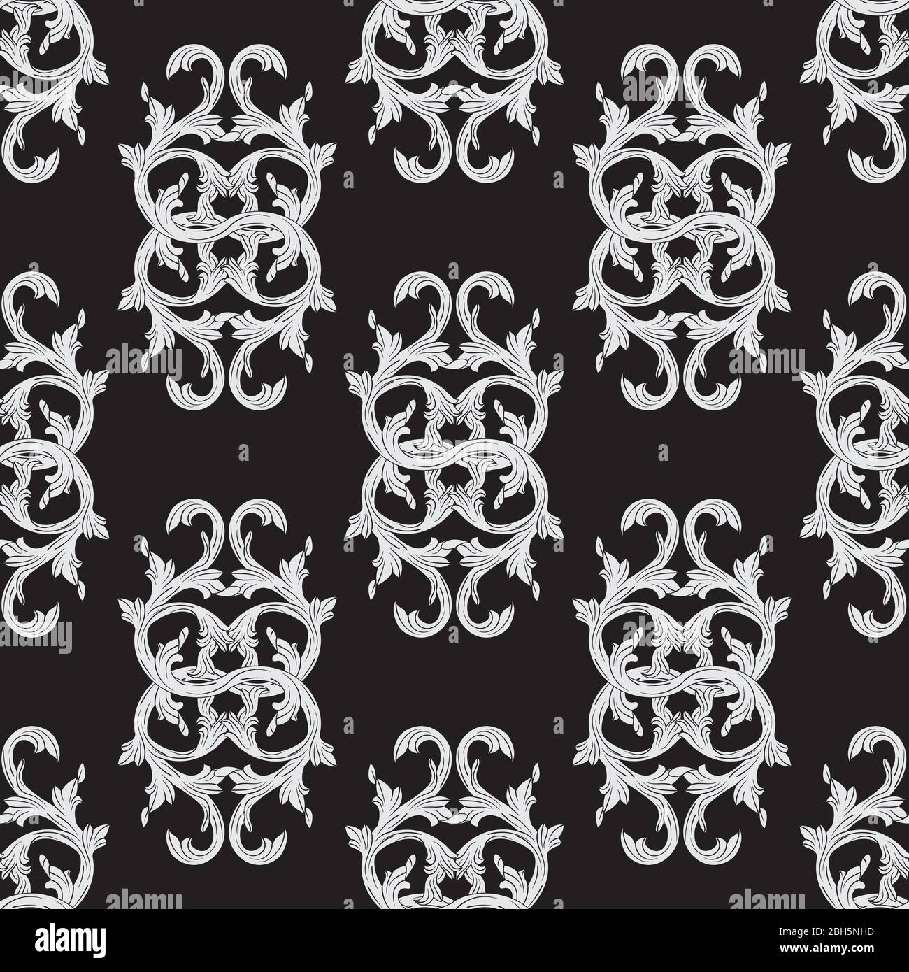 Seamless leaf pattern pattern on black background. Vector image Stock Vector