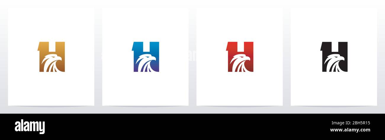 Eagle Head On Letter Logo Design H Stock Vector