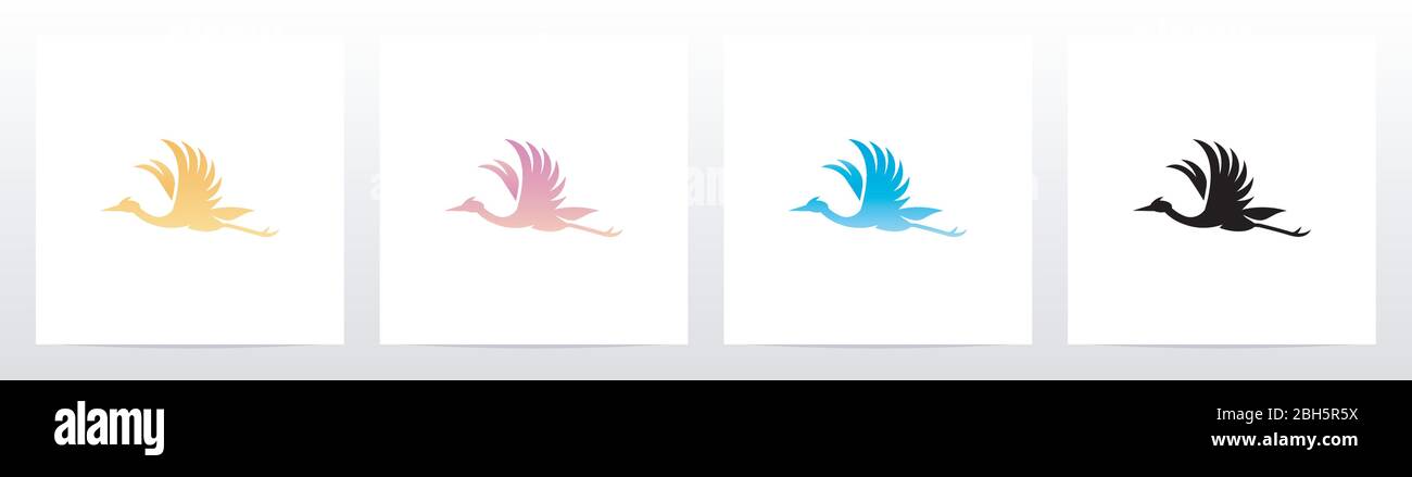 Crane Bird Flying Logo Design Stock Vector