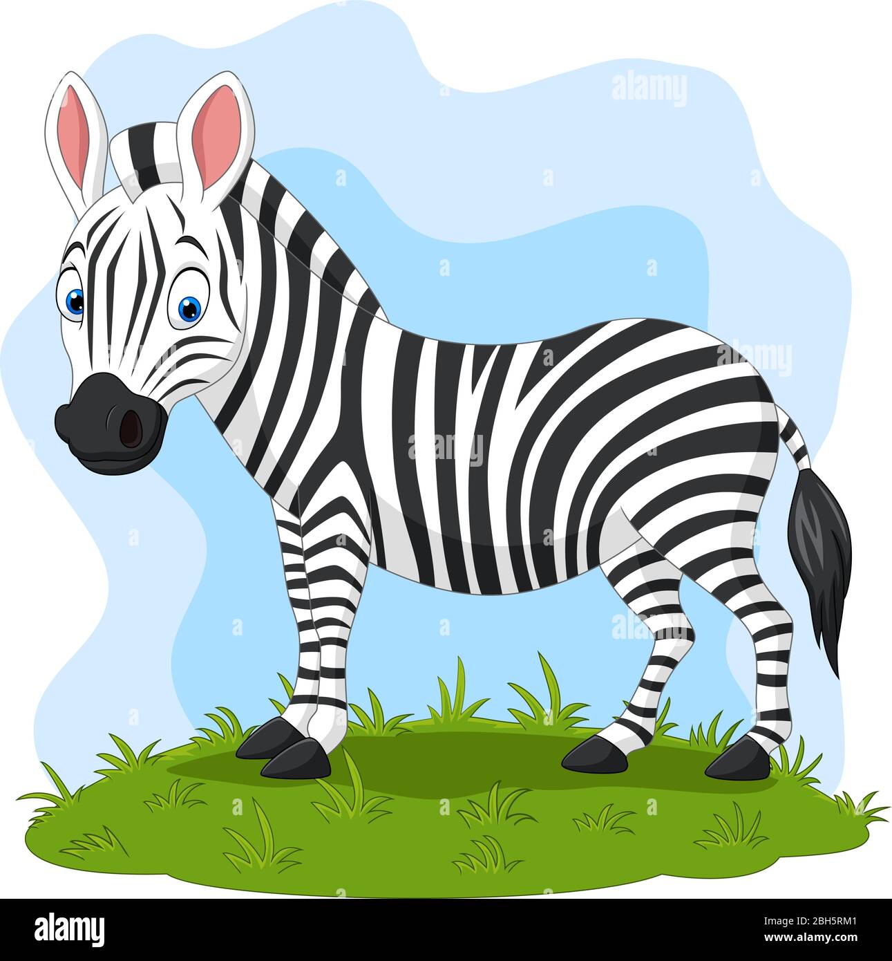 Cartoon happy zebra in the grass Stock Vector