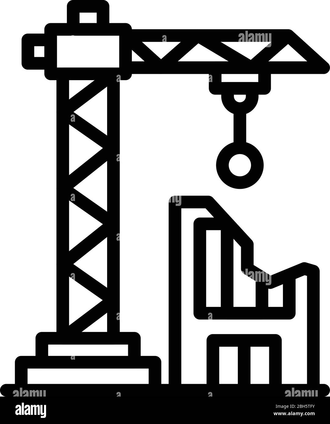 Demolition building crane icon, outline style Stock Vector
