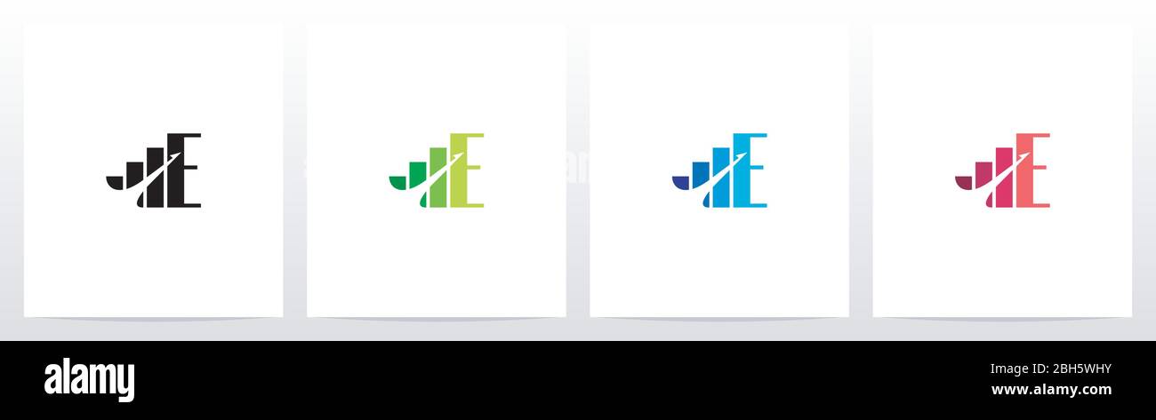 Bar Chart On Letter Logo Design E Stock Vector