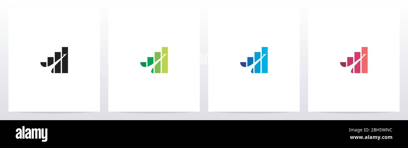 Bar Chart On Letter Logo Design I Stock Vector