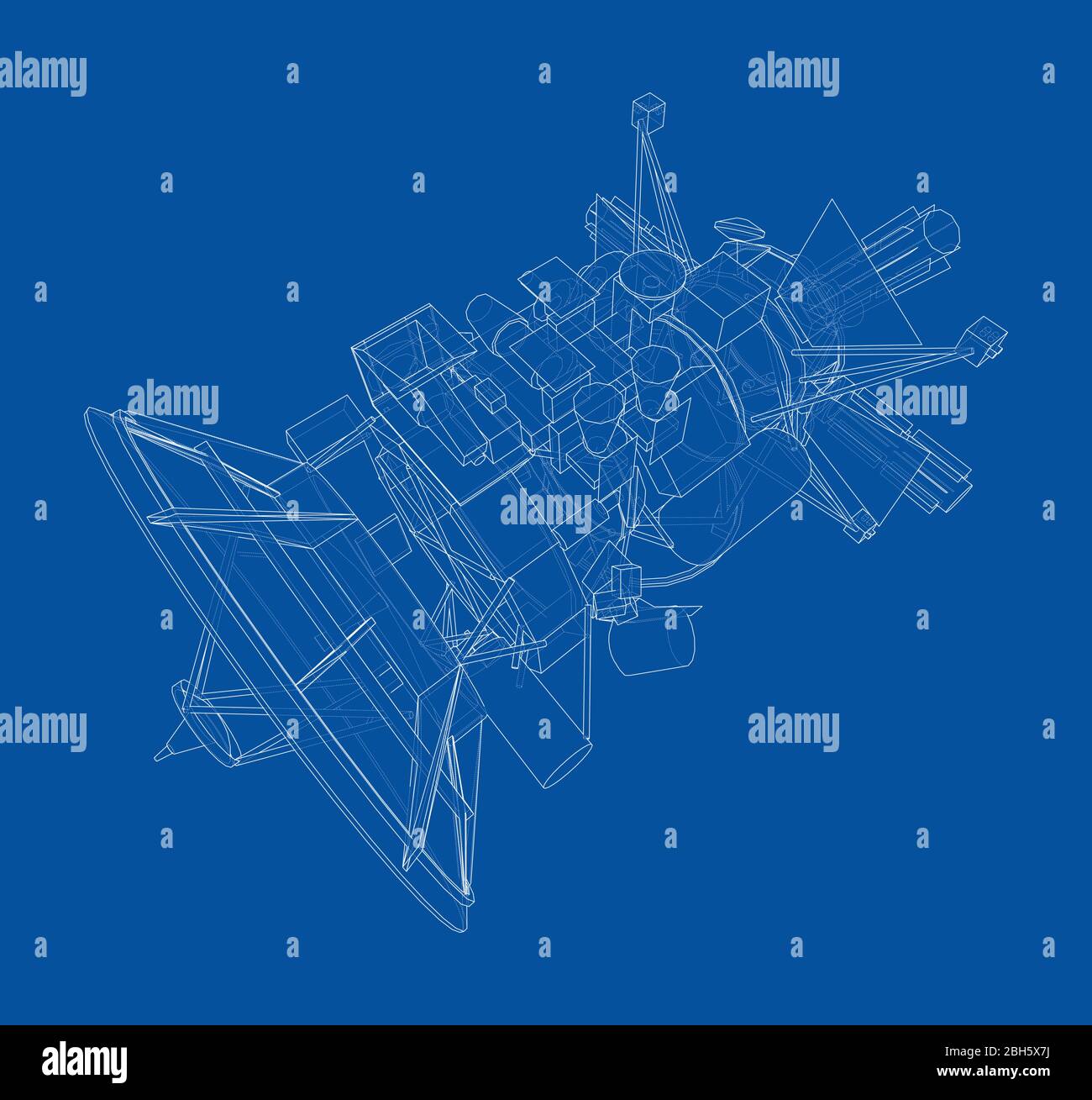 Communication satellite concept outline. Vector Stock Vector
