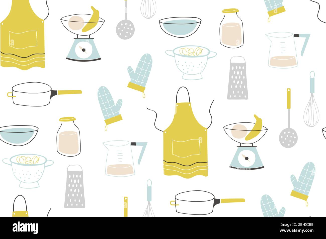 Colorful pattern sets of icon for cooking and dinning. Vector seamless pattern. Stock Vector