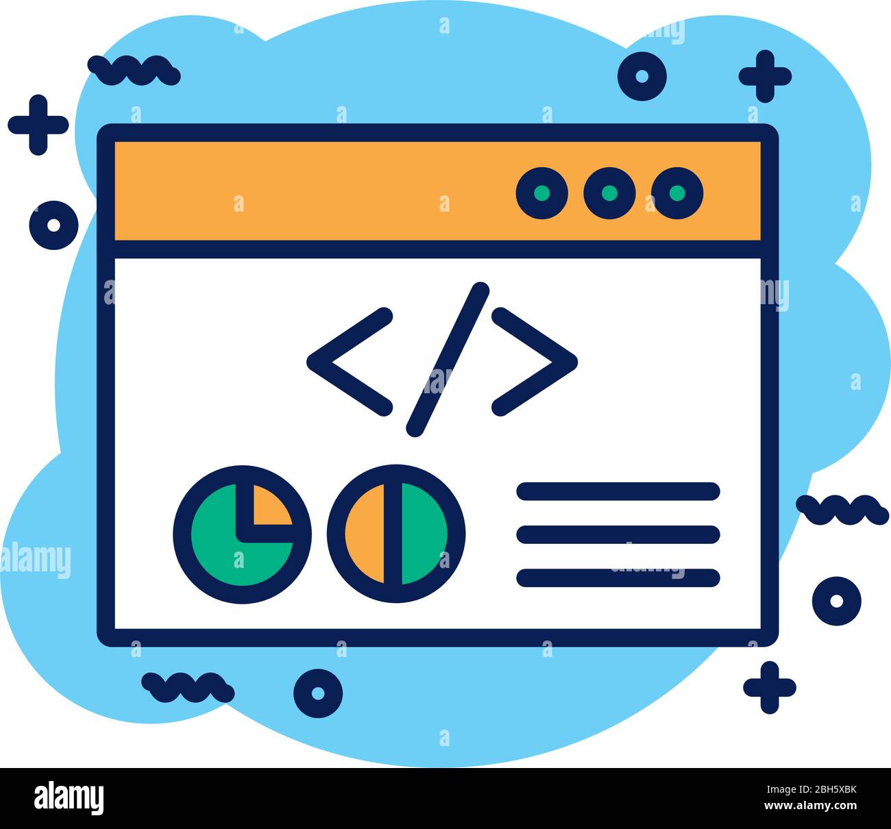 webpage template with statistics detail style icon Stock Vector