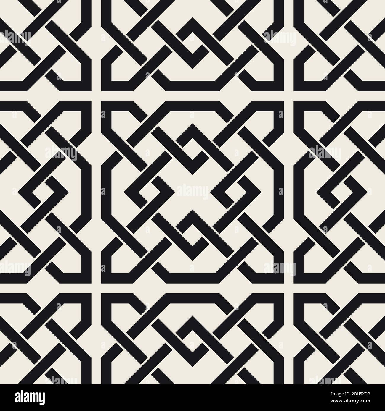 Vector seamless pattern. Abstract geometric lattice. Stylish ethnic design with interlaced lines. Stock Vector