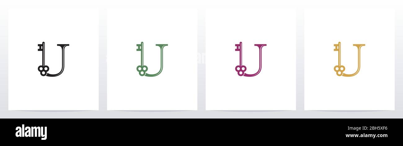 Door Key On Letter Logo Design U Stock Vector