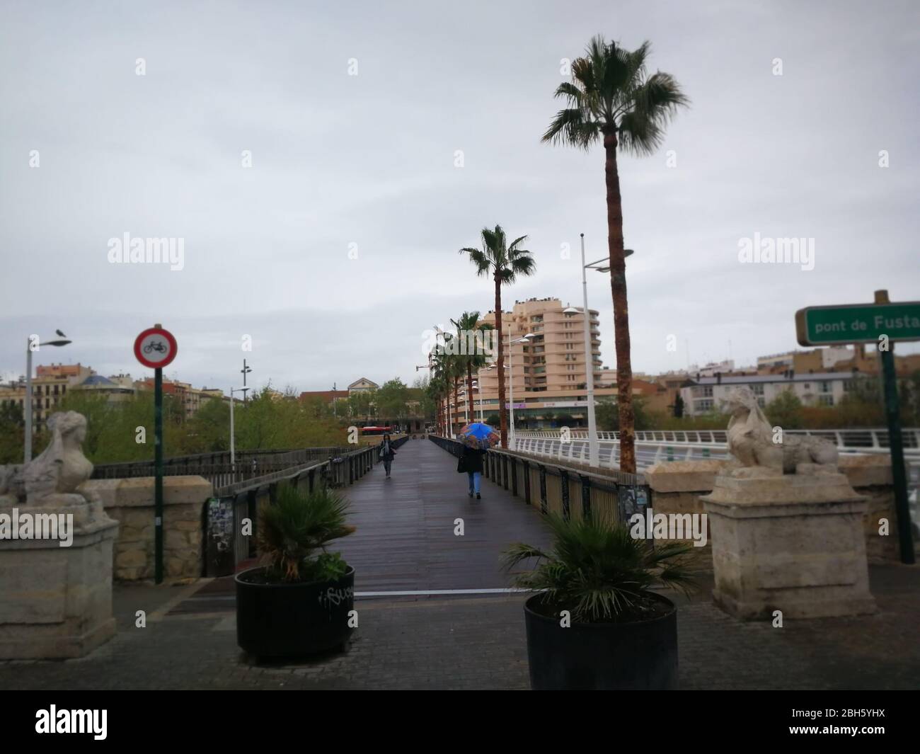 Empty streets of the city center of Valencia, Spain due to coronavirus lockdown Stock Photo