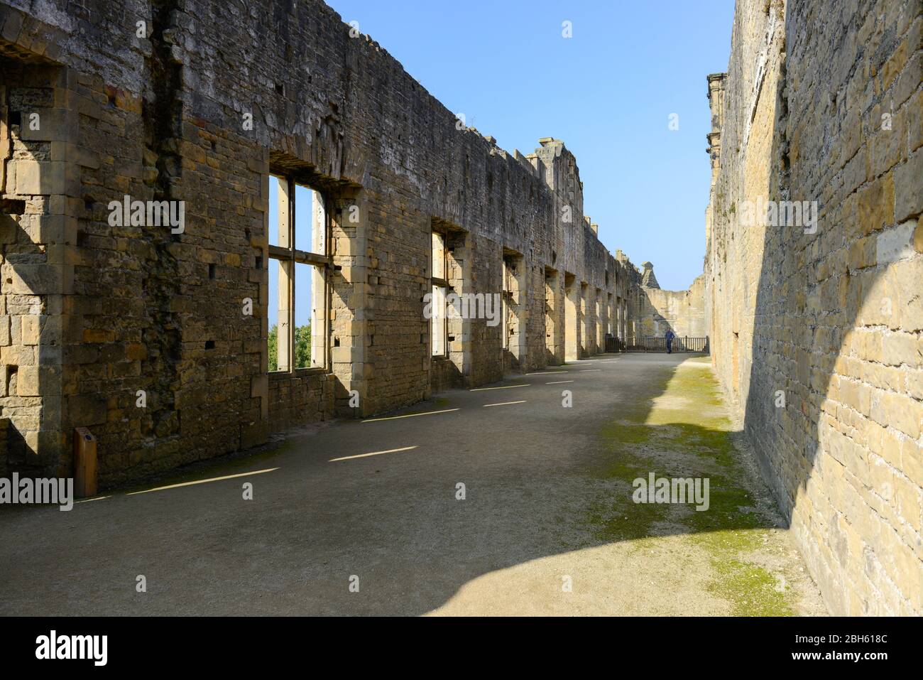 Ruins of the gallery at Bolsover Castle in Derbyshire on a sunny afternoon Stock Photo