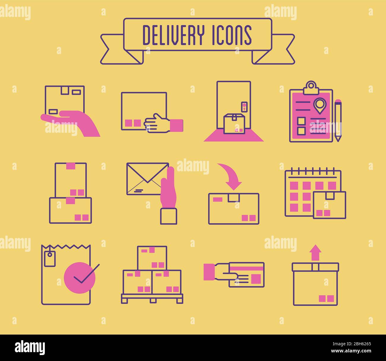 bundle of delivery service icons Stock Vector
