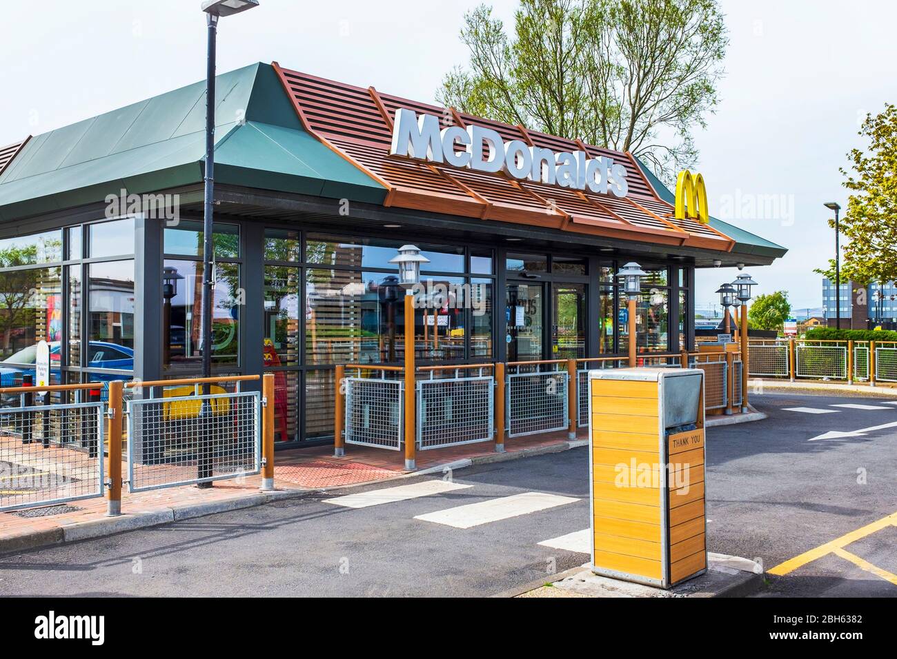 McDonalds fast food drive thru restaurant, Irvine, Ayrshire Stock Photo