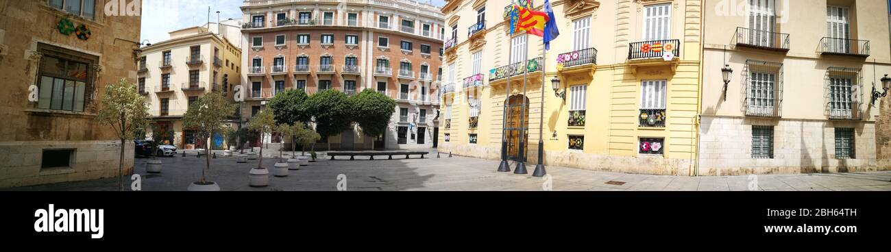 Empty streets of Valencia, Spain, due to coronavirus lockdown Stock Photo